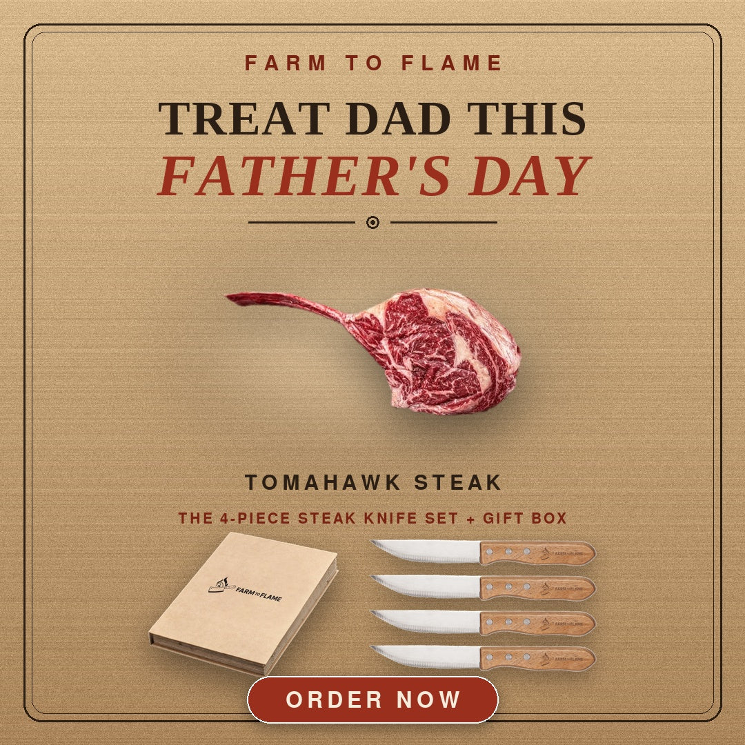 Fathers Day TOMAHAWK + 4 Piece Steak Knife Set + Kraft Gift Box