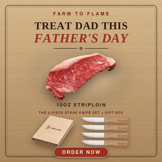 Fathers Day - 4 10oz Sirloin + 4 Piece Steak Knife Set + Kraft Gift Box