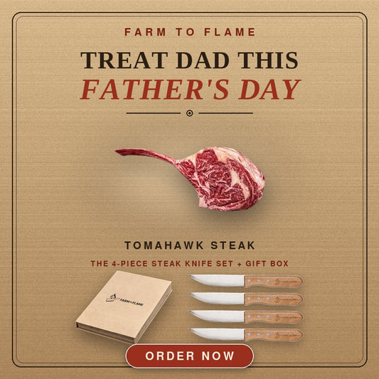 Fathers Day TOMAHAWK + 4 Piece Steak Knife Set + Kraft Gift Box